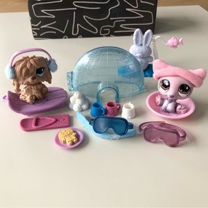 Littlest Pet Shop Artic Adventure Set #677 Polar Bear #678 Dog